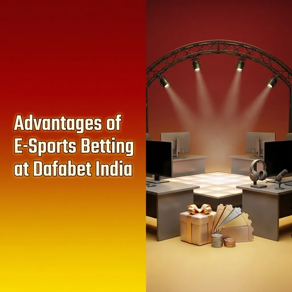 Infographic showing Dafabet India esports betting perks: sharp odds, INR payments, mobile app, 24/7 support, bonuses