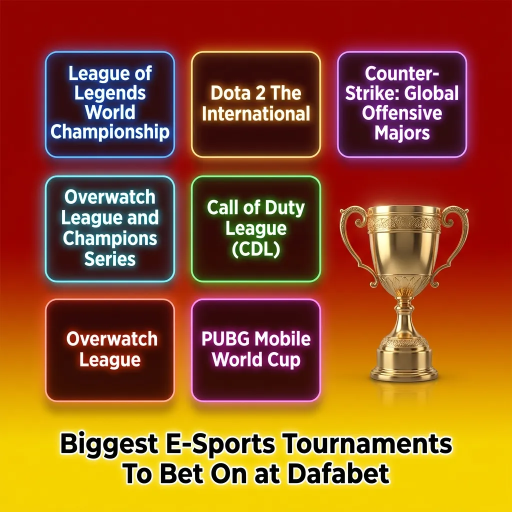 Table of Dafabet esports betting tournaments for Dota 2, CS2, LoL, Valorant, StarCraft II, MLBB, and R6 Siege