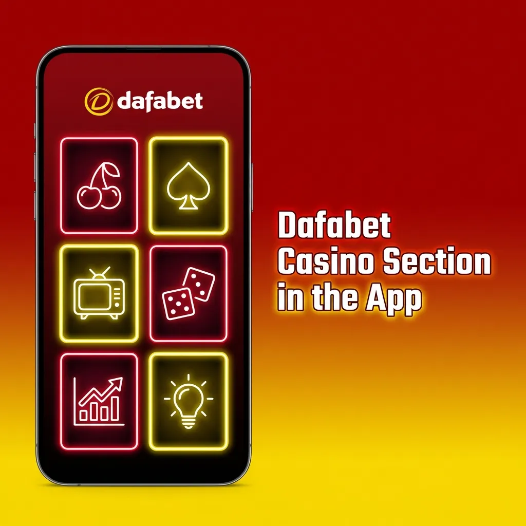 Dafabet app casino lobby screen showing categories for slots, table games, live dealer tables, jackpots, and instant win games.