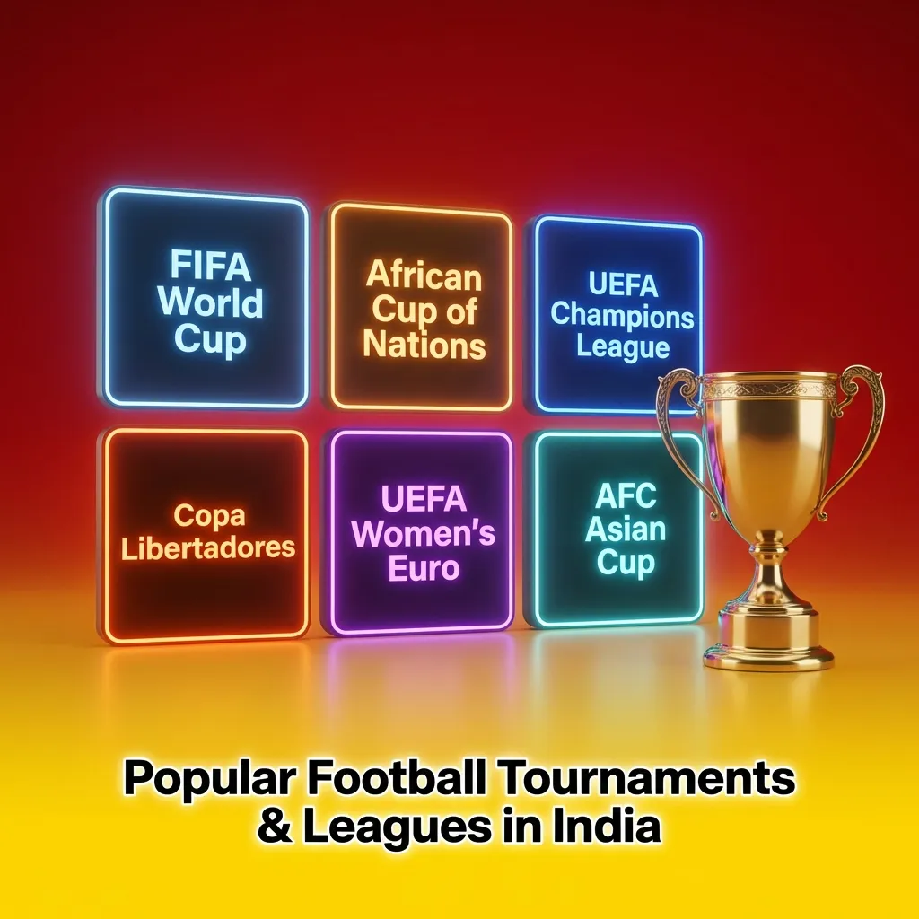 Infographic listing major global and Indian football leagues and tournaments popular with Dafabet bettors