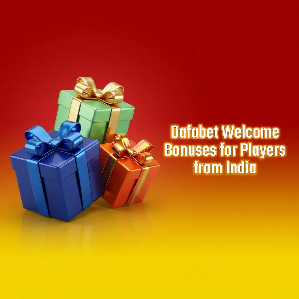 Graphic showing Dafabet India welcome bonuses for sports and casino with rupee amounts and terms text on a promotional banner