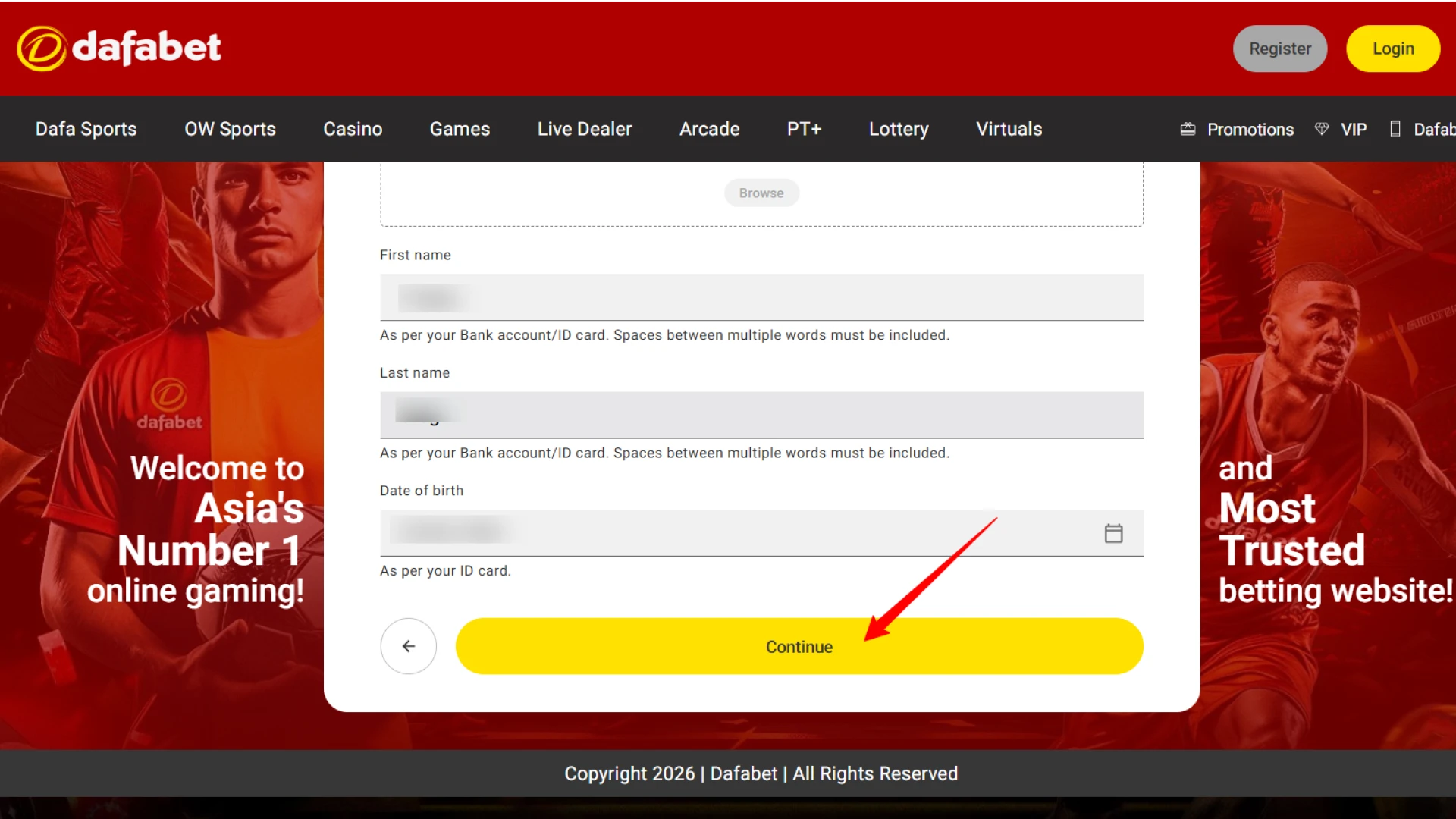 Input the 4-digit code to activate your Dafabet account.