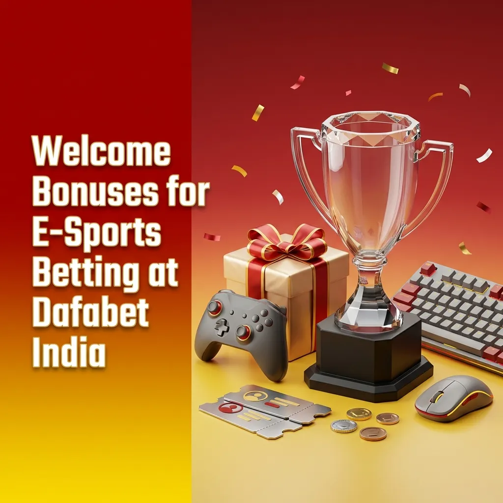 Graphic promoting Dafabet India esports welcome bonuses with three offer amounts and step-by-step signup instructions